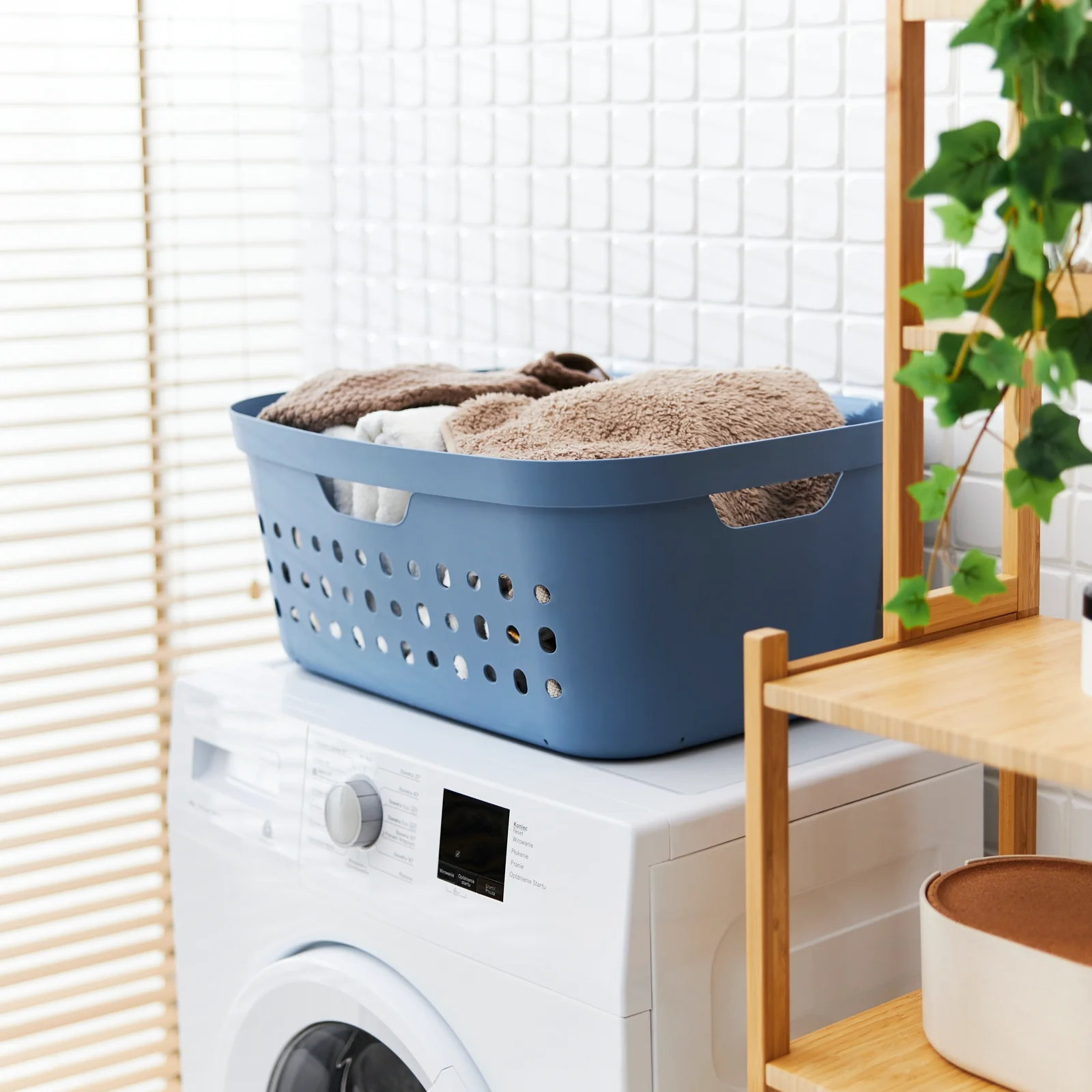 POJEMNIK KOSZ NA BIELIZNĘ PRANIE PLASTIKOWY ROTHO JONA 39 L SZARY - Image 21