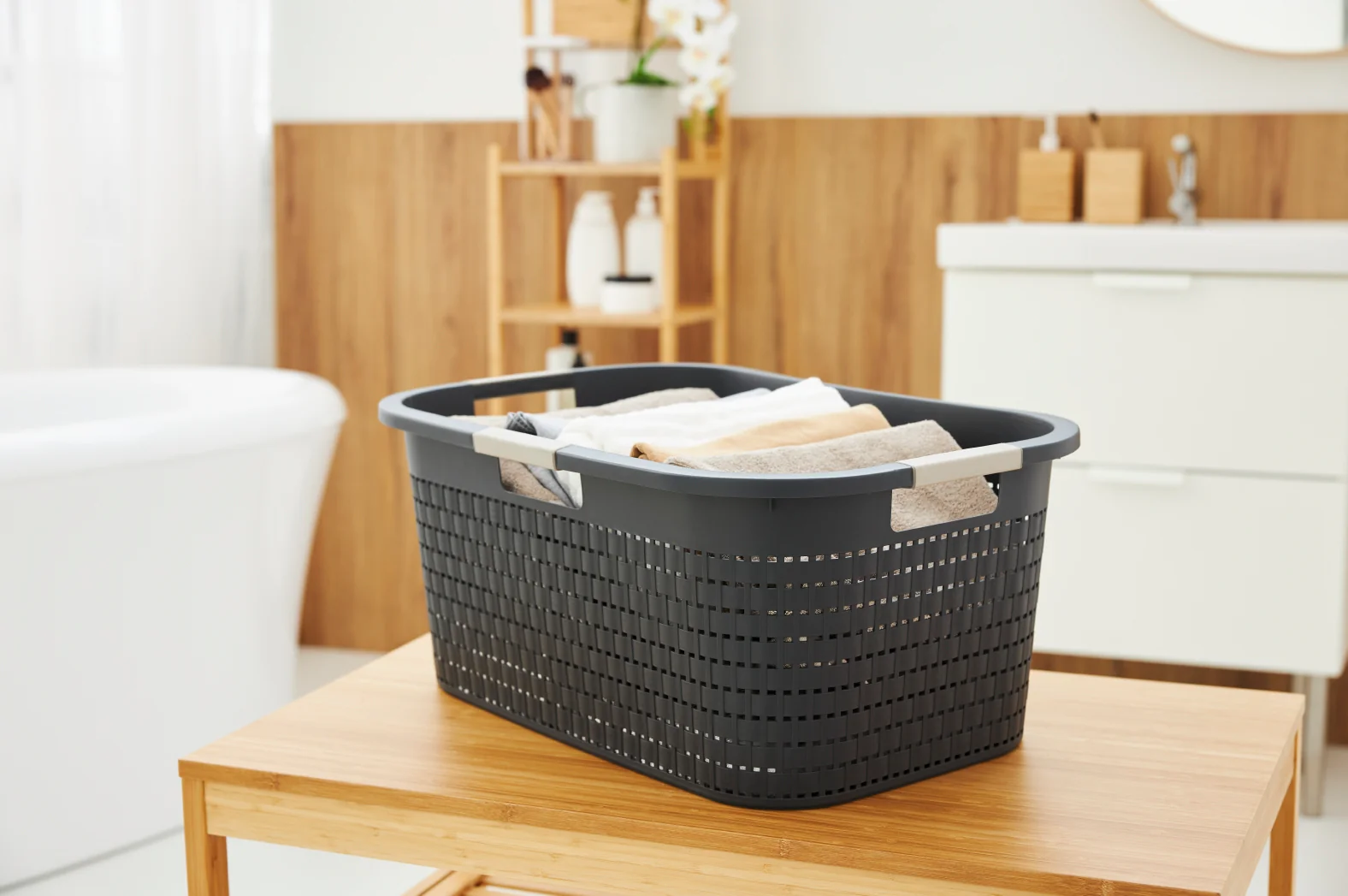Rotho Kosz Na Pranie Clean Country 40 L, Cappuccino - Image 9