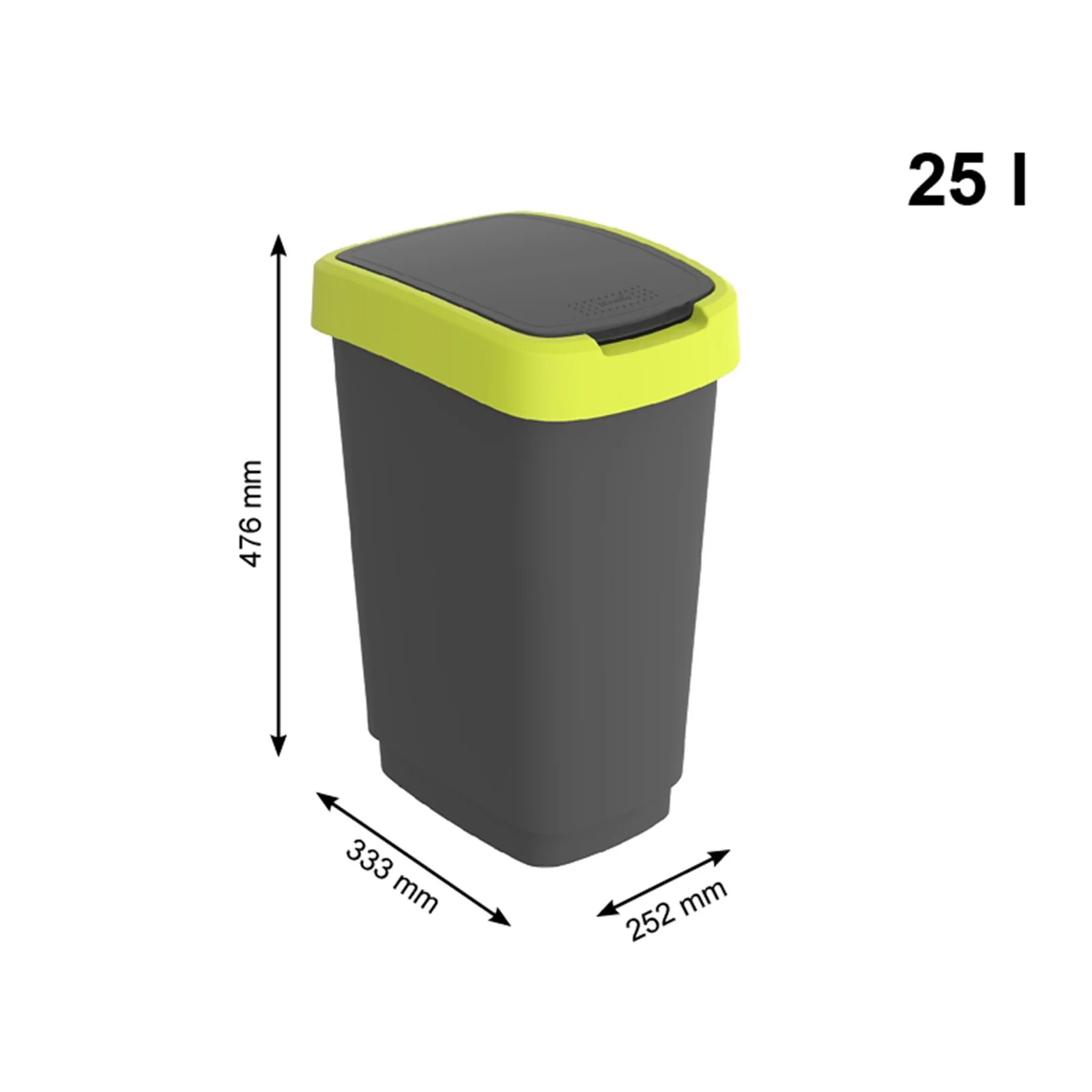 Kosz na śmieci z uchylną pokrywą 25 L TWIST - Image 18