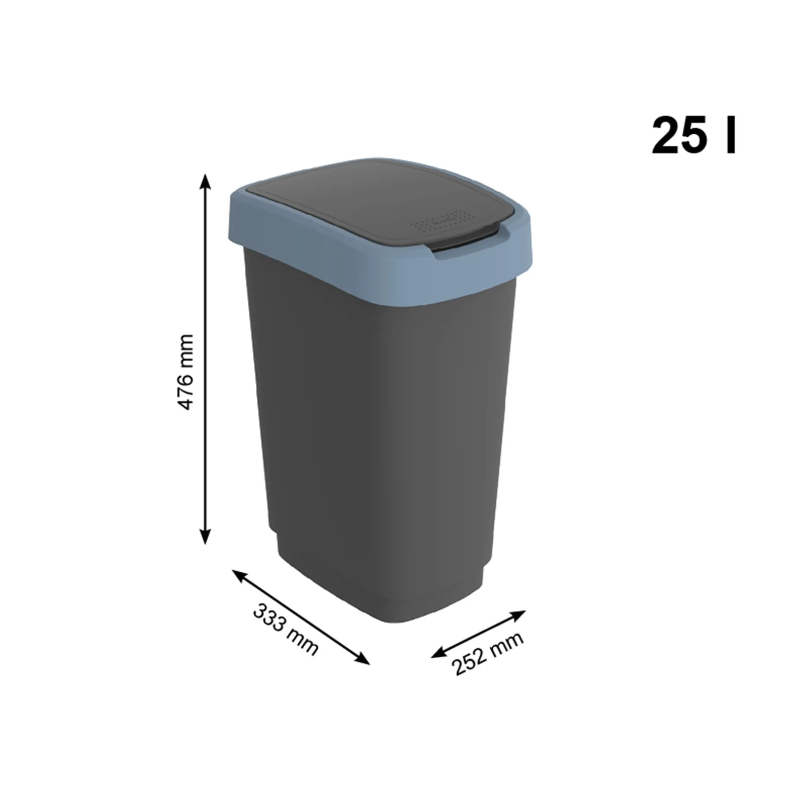 Kosz na śmieci z uchylną pokrywą 25 L TWIST - Image 19