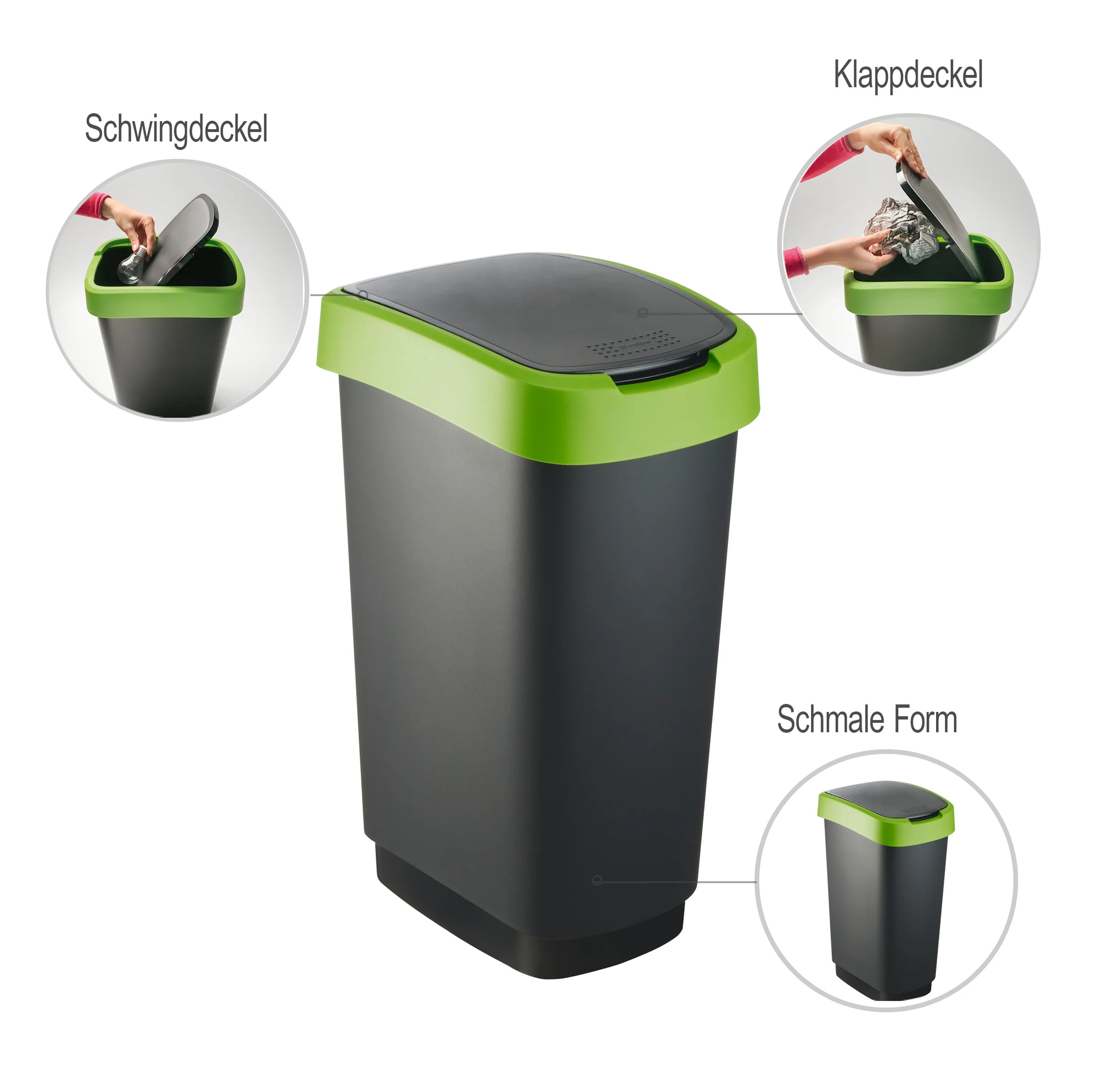 Kosz na śmieci z uchylną pokrywą 50 L TWIST - Image 14