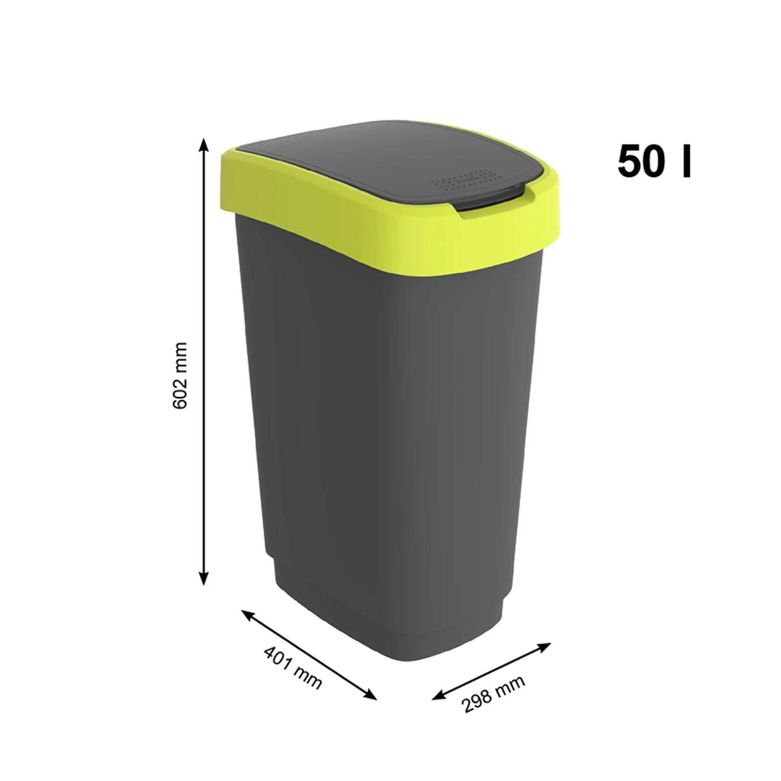 Kosz na śmieci z uchylną pokrywą 50 L TWIST - Image 18