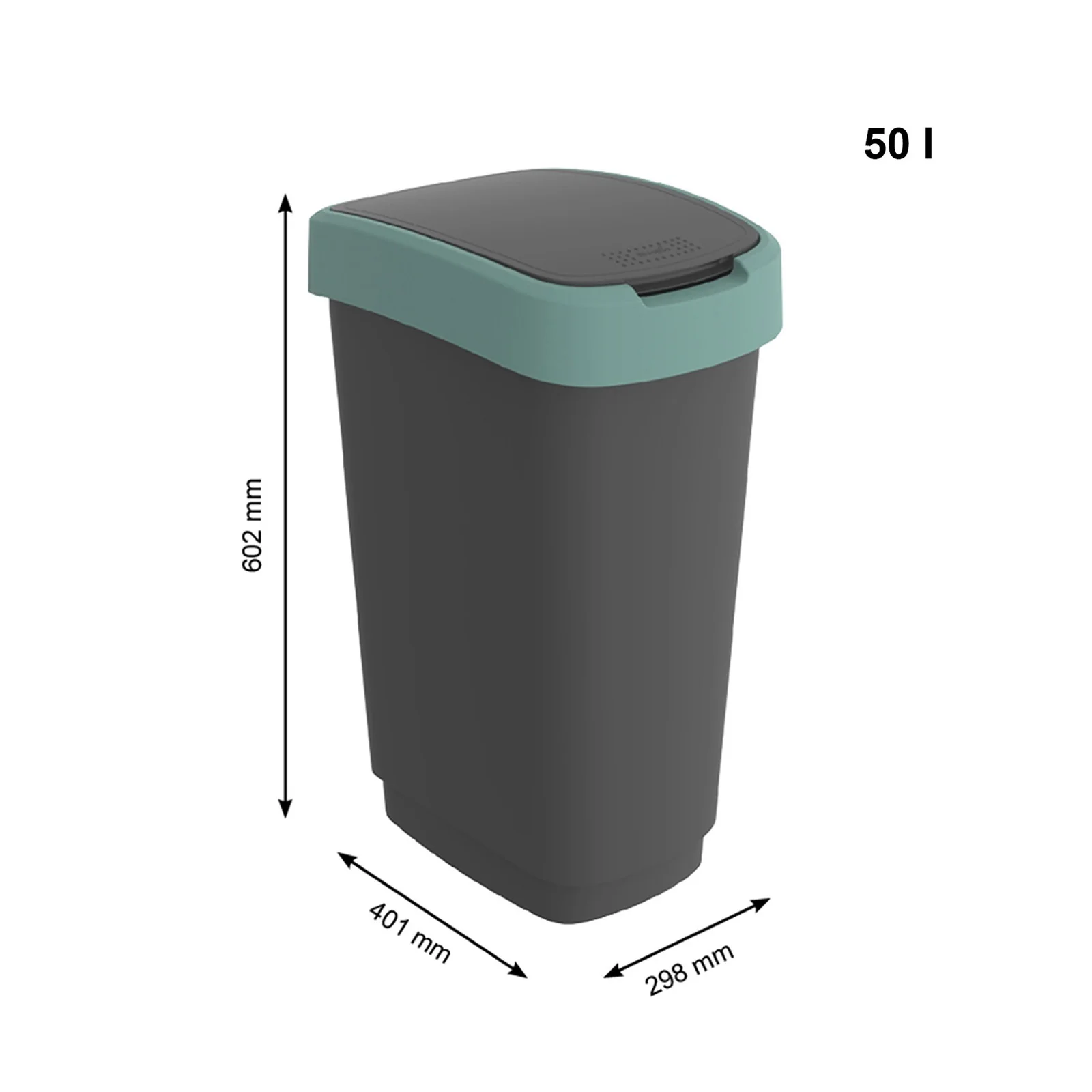 Kosz na śmieci z uchylną pokrywą 50 L TWIST - Image 19