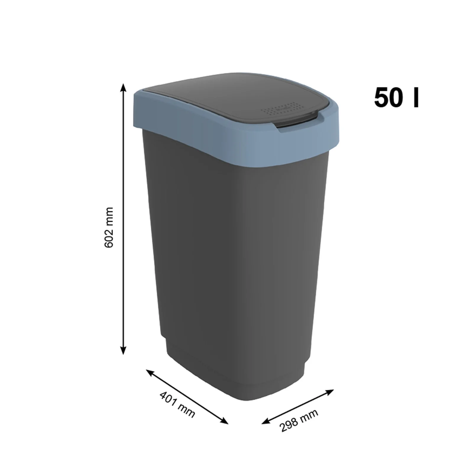 Kosz na śmieci z uchylną pokrywą 50 L TWIST - Image 20