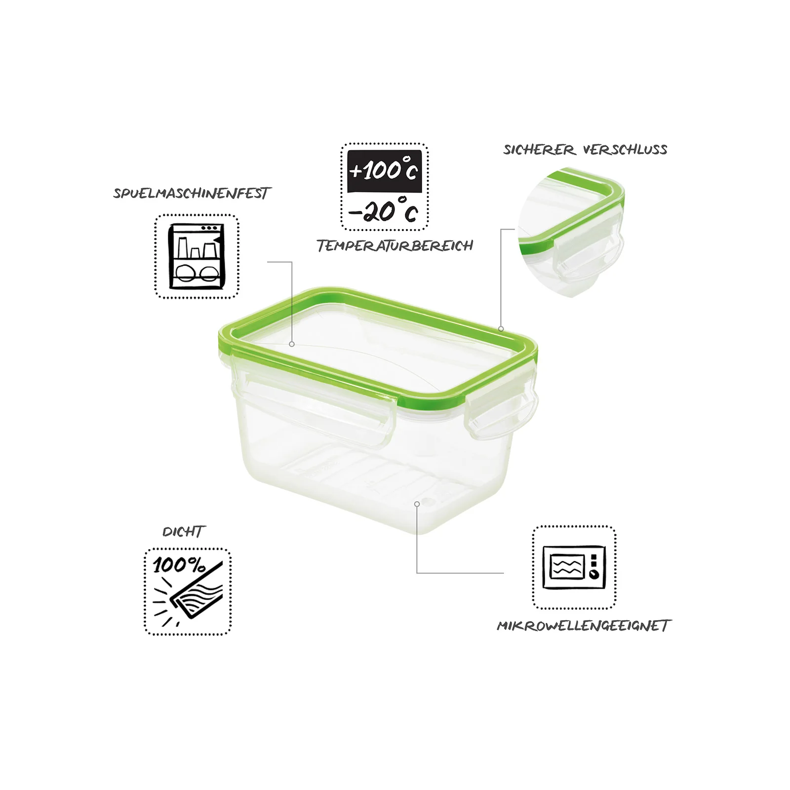 Pojemnik na żywność do lodówki Lunch box CLIC & LOCK 0.75L - Image 5