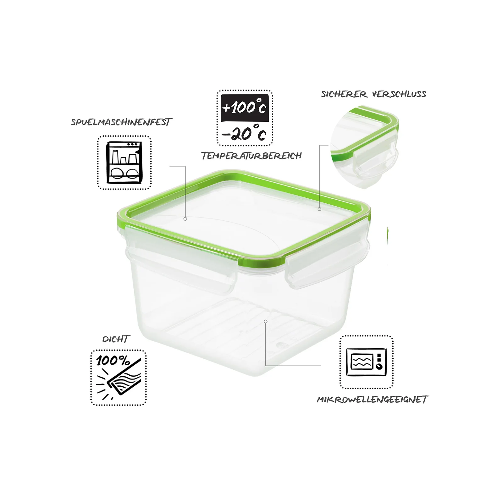 Pojemnik na żywność do lodówki Lunch box CLIC & LOCK 1.4L - Image 5