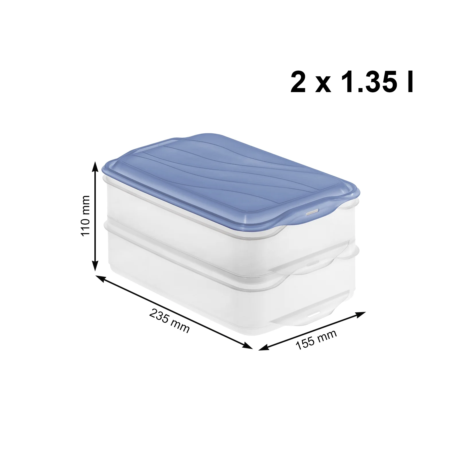 Pojemnik na żywność dwuczęściowy Rotho Rondo 2 x 1,35L niebieski - Image 9