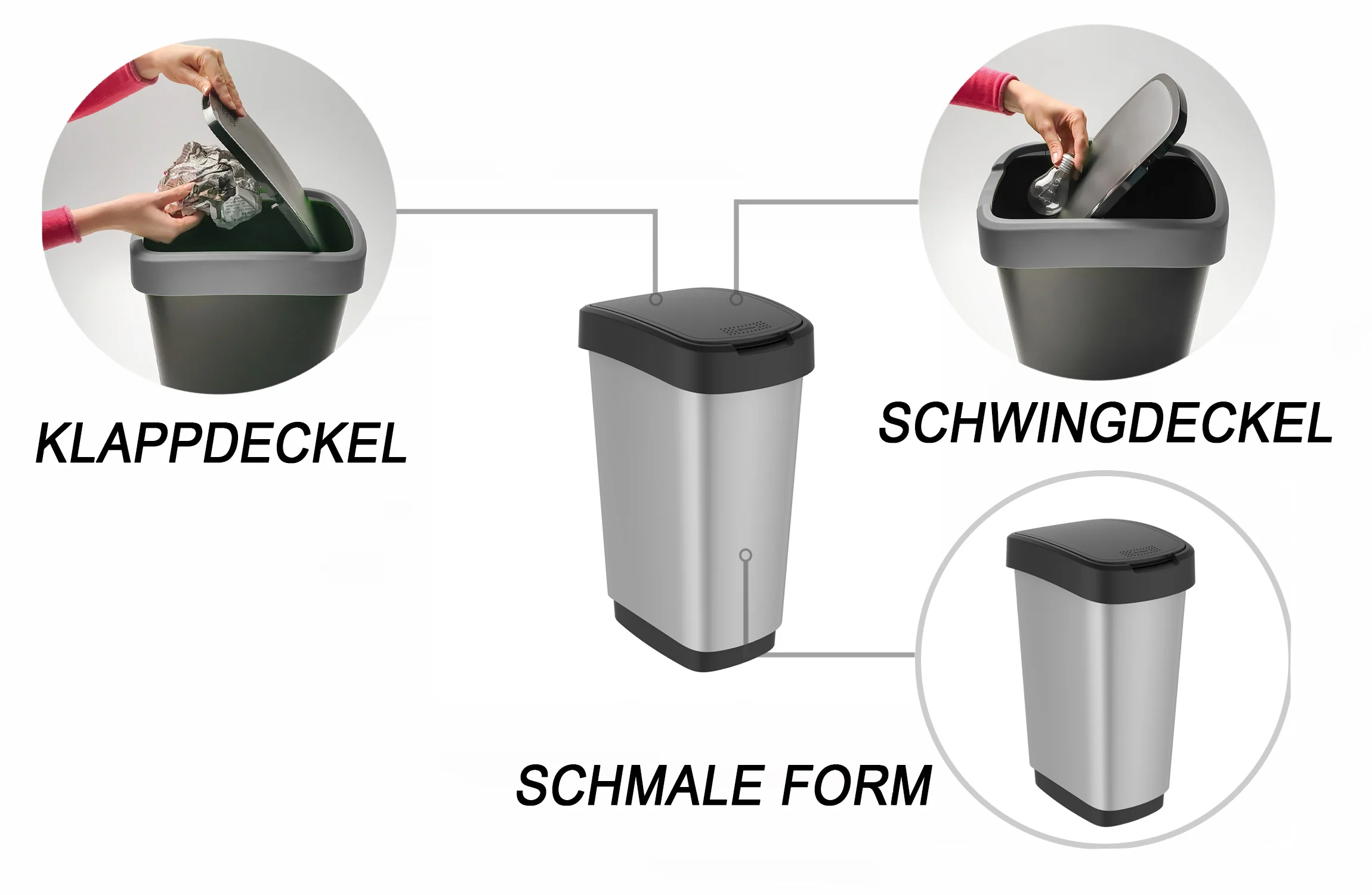 Kosz na śmieci 25 L TWIST srebrny metalizowany - Image 23