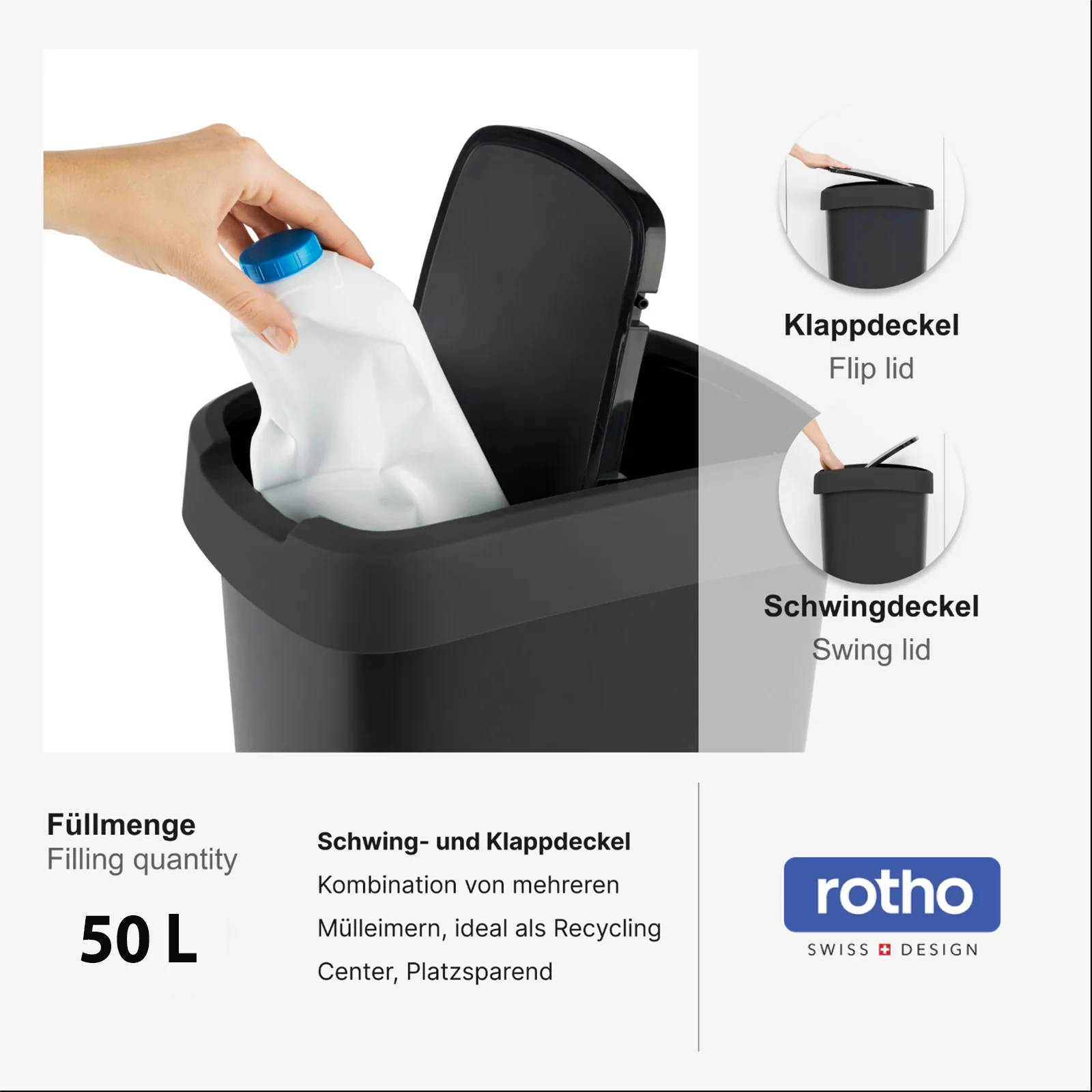 Kosz na śmieci 50 L TWIST srebrny metalizowany - Image 22