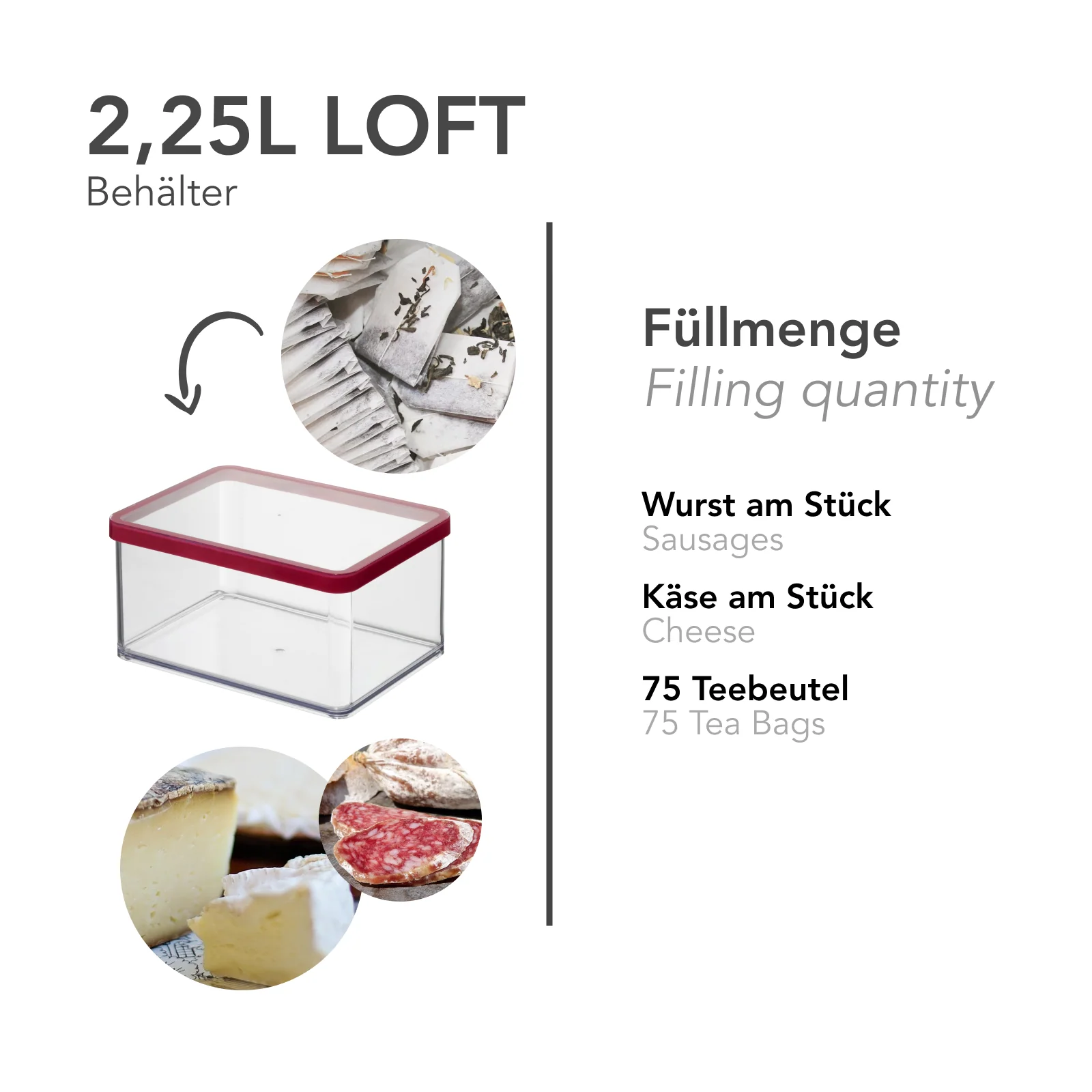 Pojemnik plastikowy szeroki prostokątny 2,25 l Rotho Loft czarny - Image 6