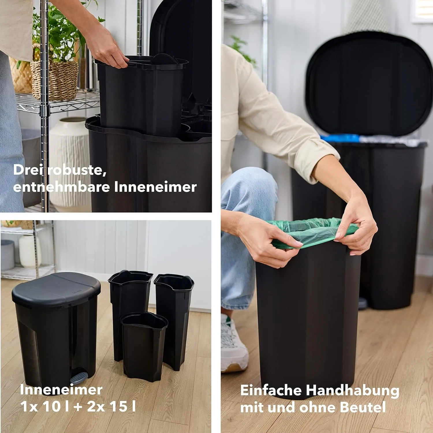 Pojemniki na odpady 1 x 10 l, 2 x 15 l TRIO - Image 7