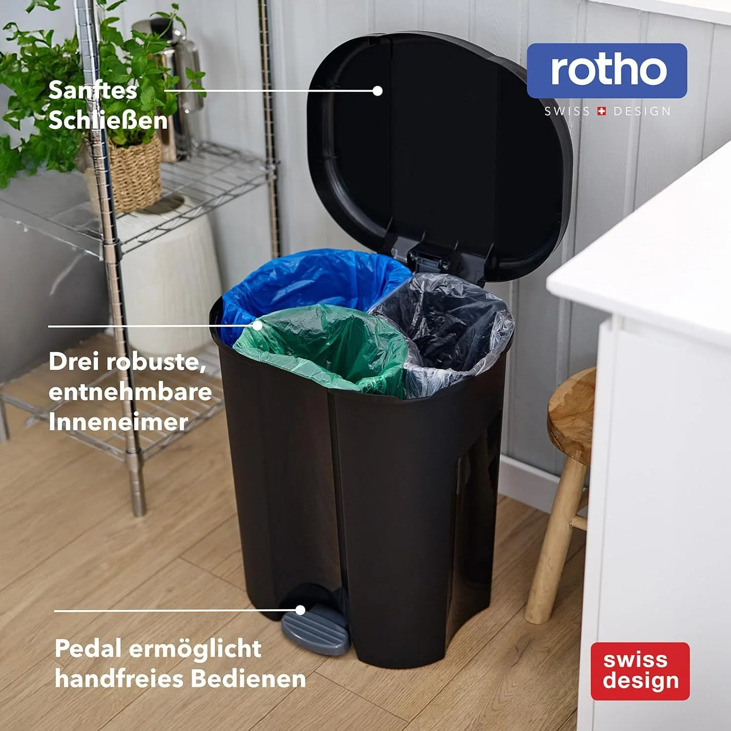 Pojemniki na odpady 1 x 10 l, 2 x 15 l TRIO - Image 8