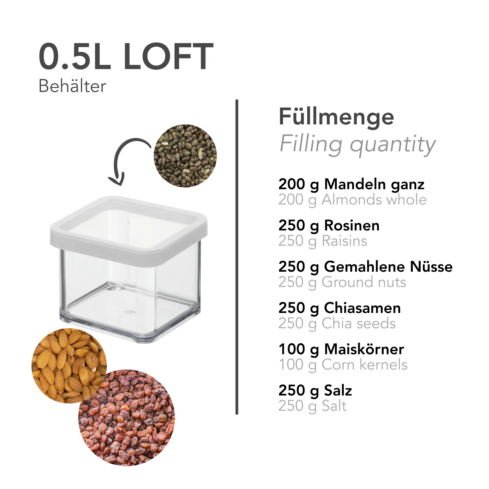 Pojemnik do przechowywania kwadratowy 0,5 L Rotho Loft - Image 24