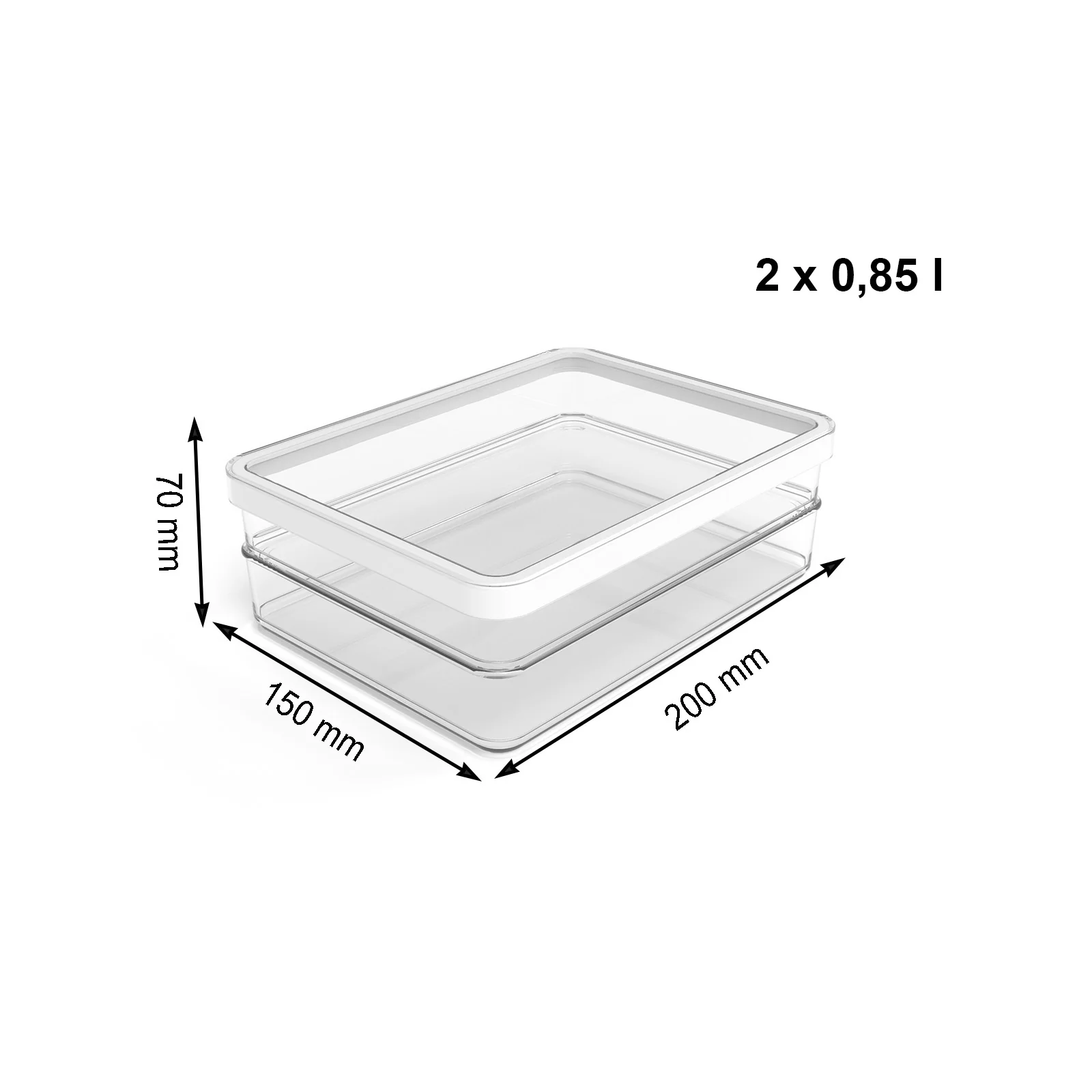 Pojemnik piętrowy Rotho Loft 2 x 0,85 L szeroki biały - Image 6